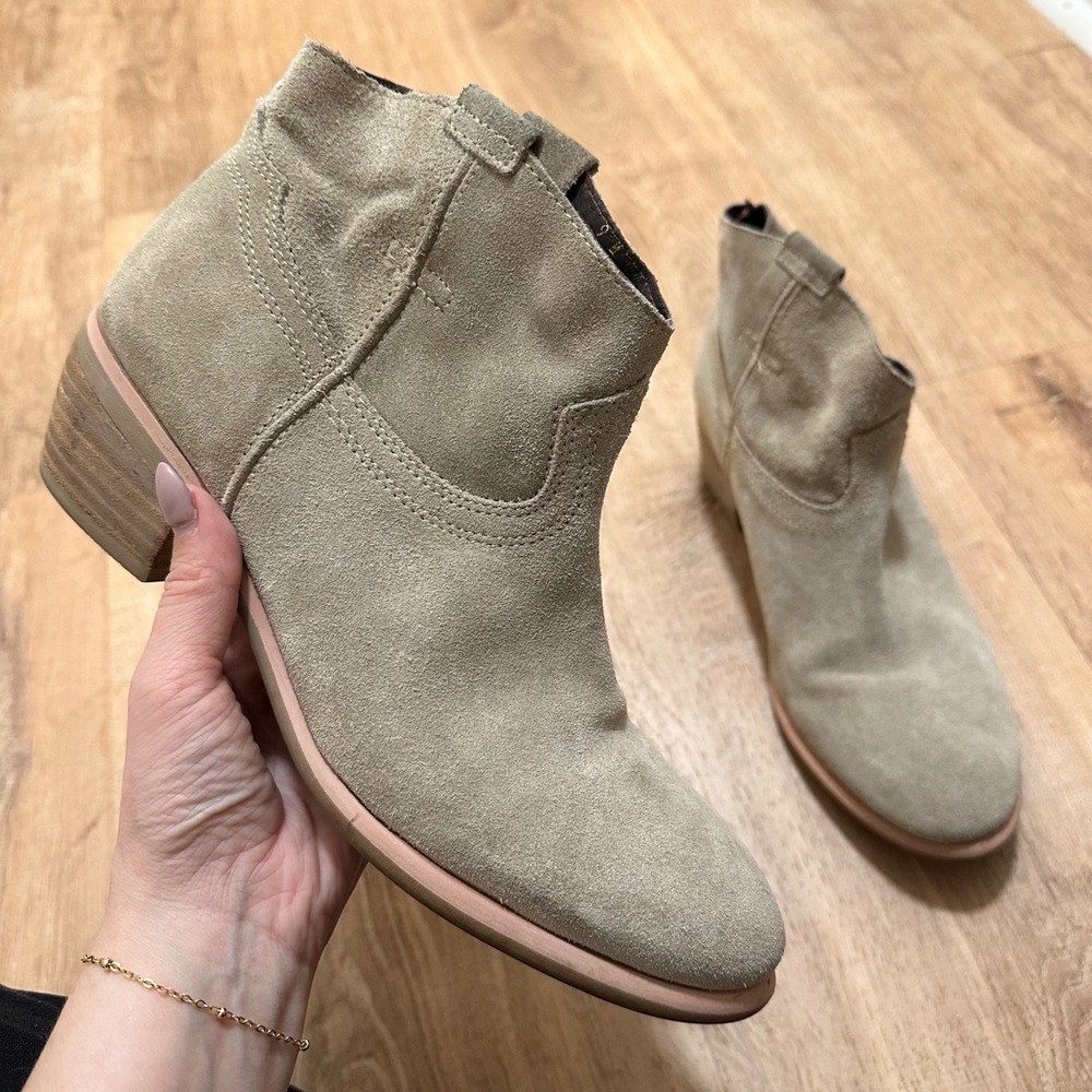 Diba True | Woman's Moon River Taupe Tan Suede Western Ankle Boots, Size 9M